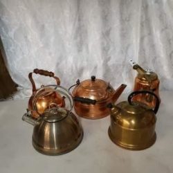 St Charles MO auction brass and copper teapots