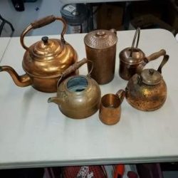 St Charles MO auction brass and copper teapots 3