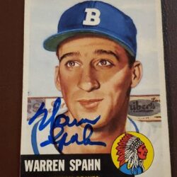 1953 Topps Baseball Card Autographed Warren Spahn