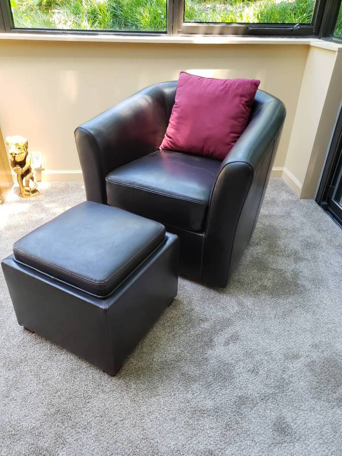 Leather Club Chair And Ottoman With Storage