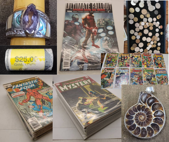Vintage Comics Jewelry Coins and more